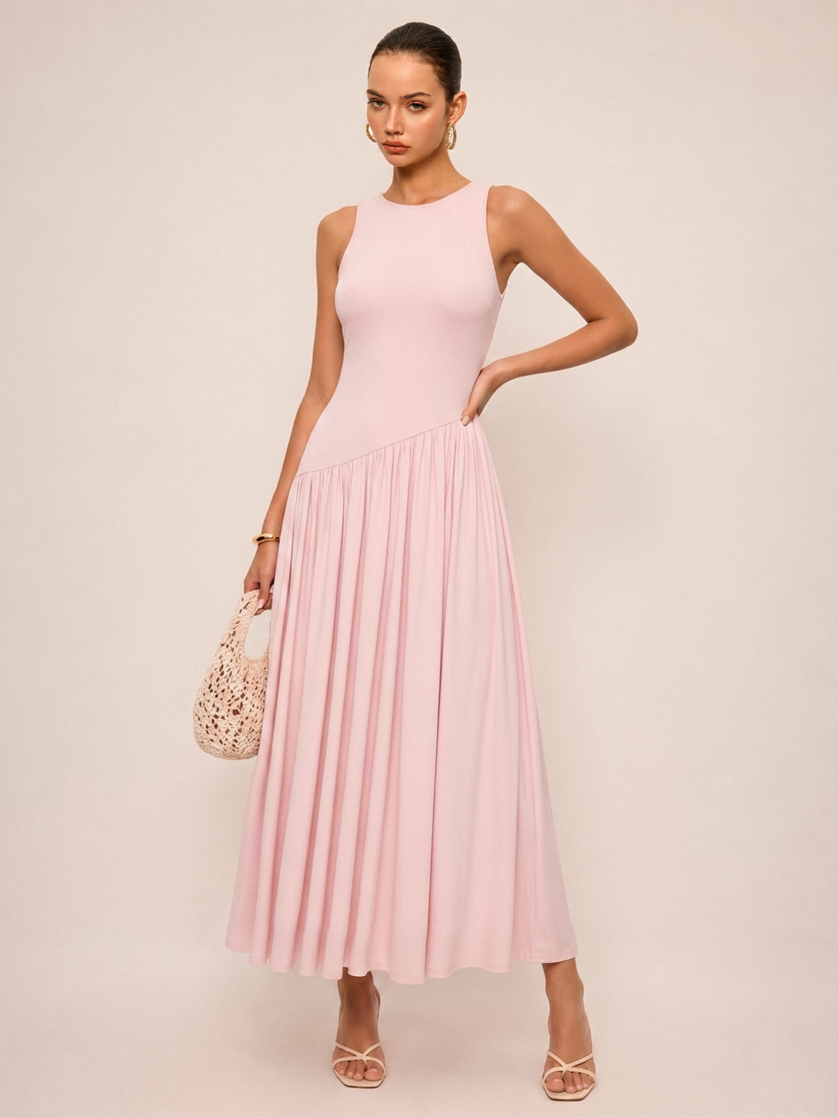 Asymmetric Sleeveless Backless Midi Dress for Women Summer Style