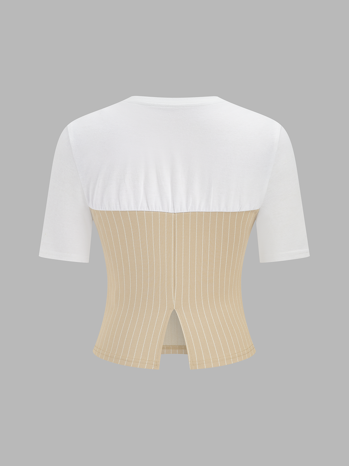 Color Block Striped Short Sleeve Top for Women Casual Style