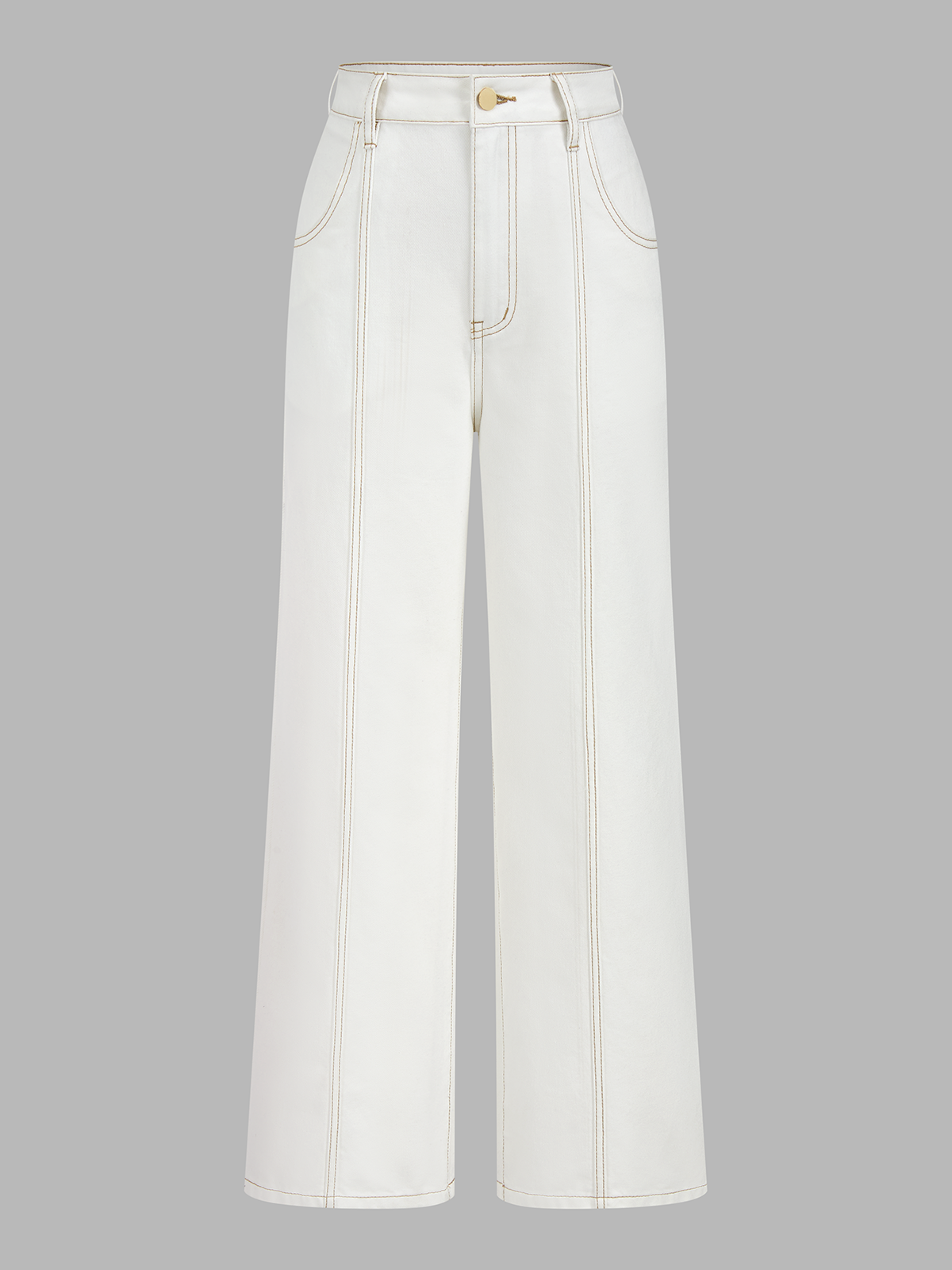 Contrast Stitch Denim Vest & Wide Leg Pants Set for Women Casual