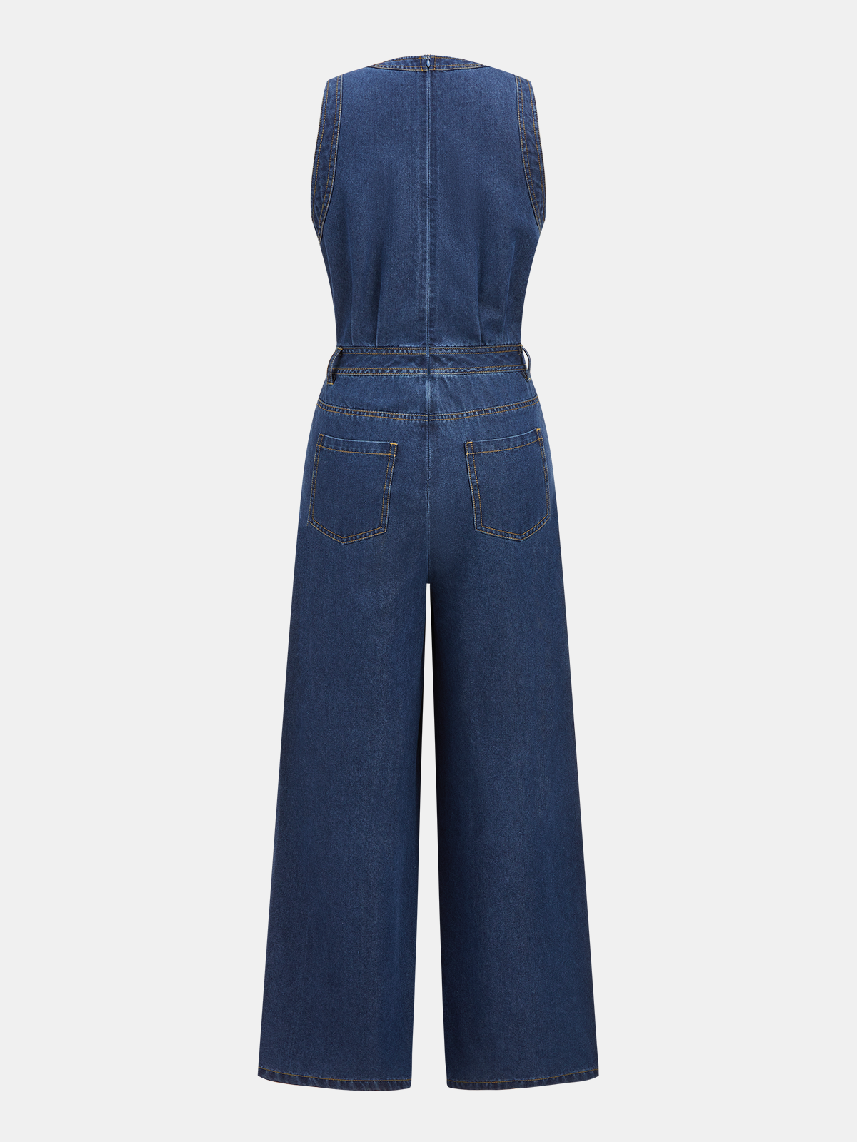 Denim V-Neck Sleeveless Jumpsuit for Women Casual Summer Style