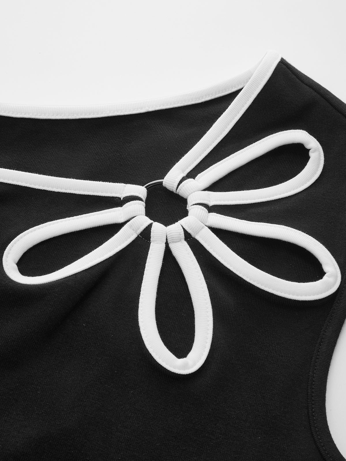 Flower Cutout One-Shoulder Top Women Summer Fashion