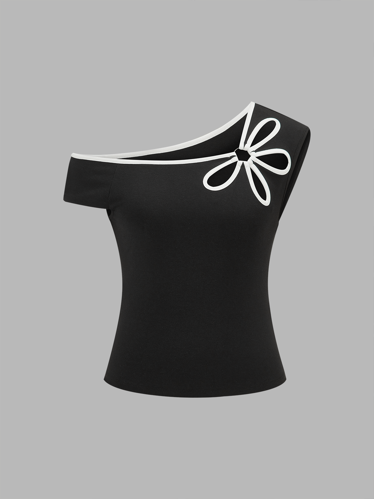 Flower Cutout One-Shoulder Top Women Summer Fashion
