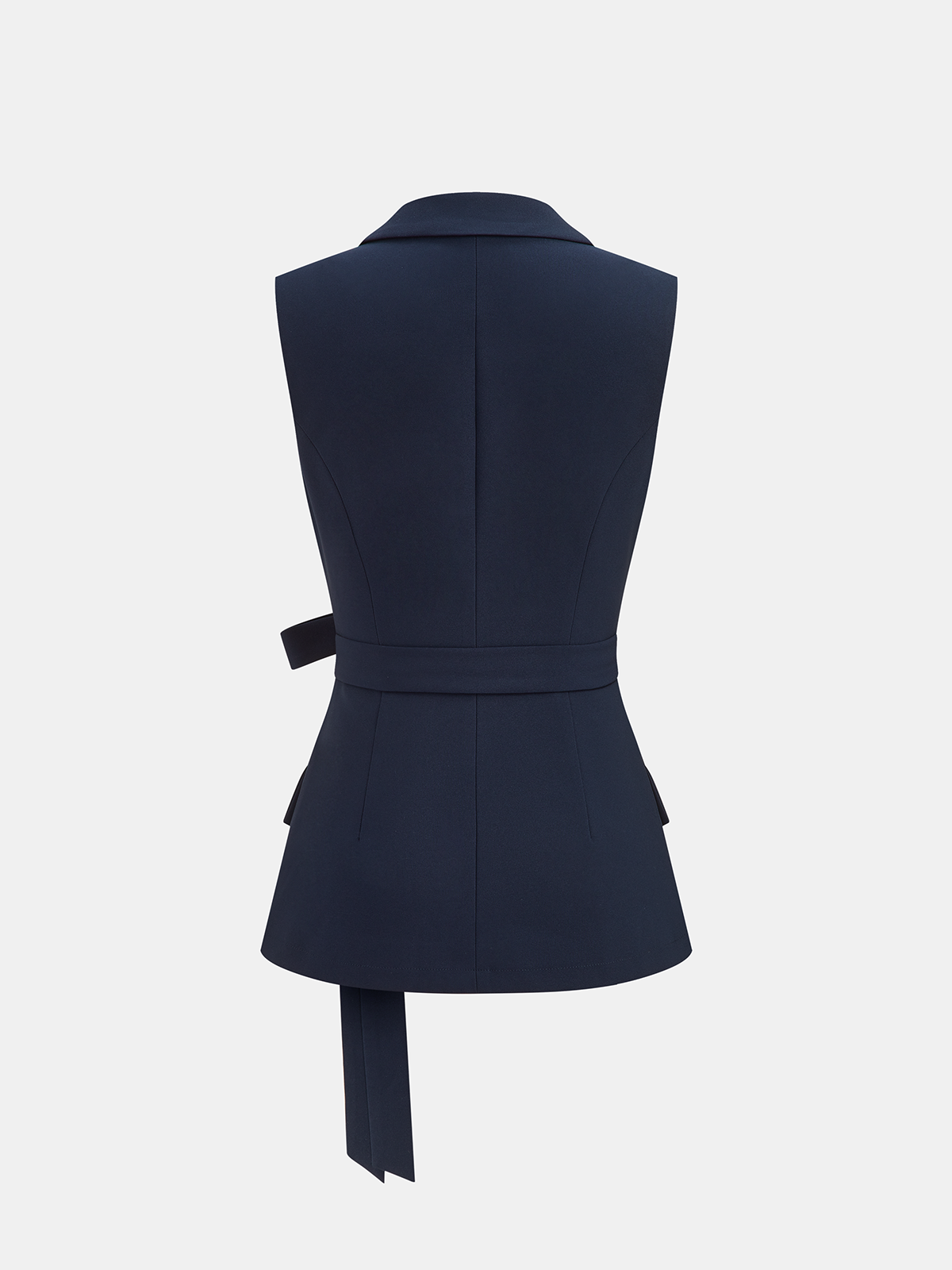 Belted Sleeveless Blazer & Shorts Set with Matching Fabric