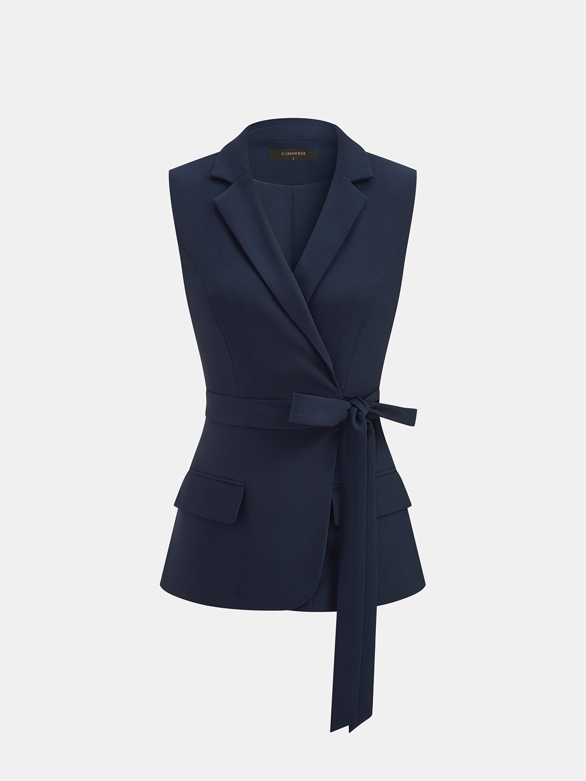Belted Sleeveless Blazer & Shorts Set with Matching Fabric