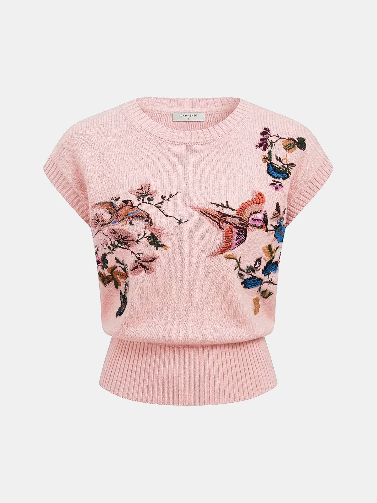 Embroidered Floral Bird Knit Vest for Women Lightweight Spring Fashion