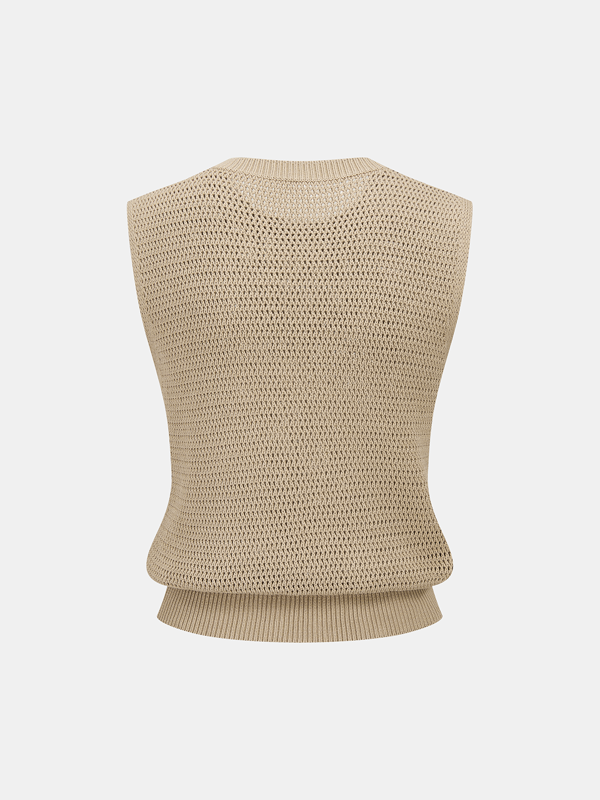 Open-Knit Sleeveless Sweater Vest with Casual Layering Potential