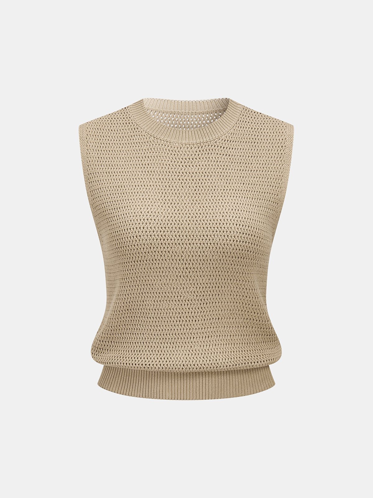 Open-Knit Sleeveless Sweater Vest with Casual Layering Potential