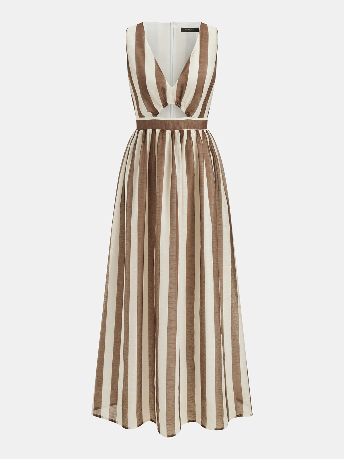 Sleeveless V-Neck Striped Cut-Out Maxi Dress for Women Summer Casual
