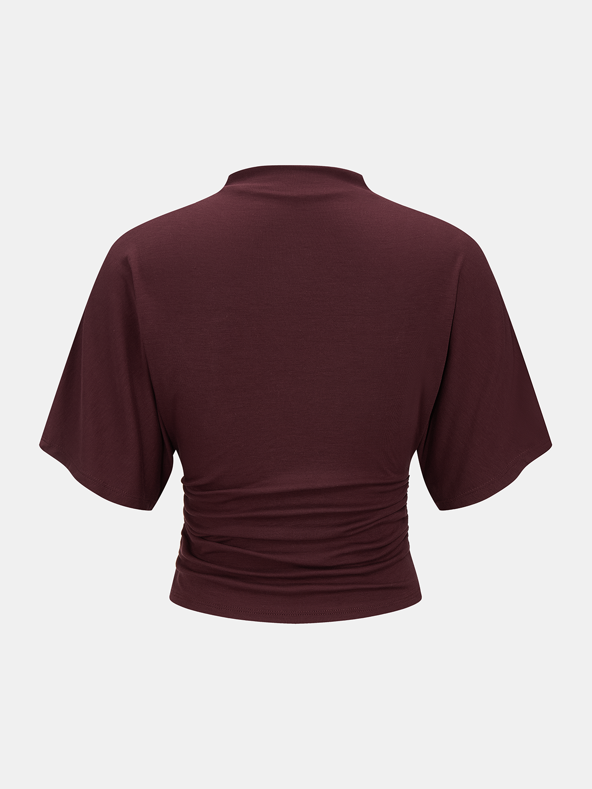 Mock Neck Ruched Half-Sleeve Top for Women Casual Wear