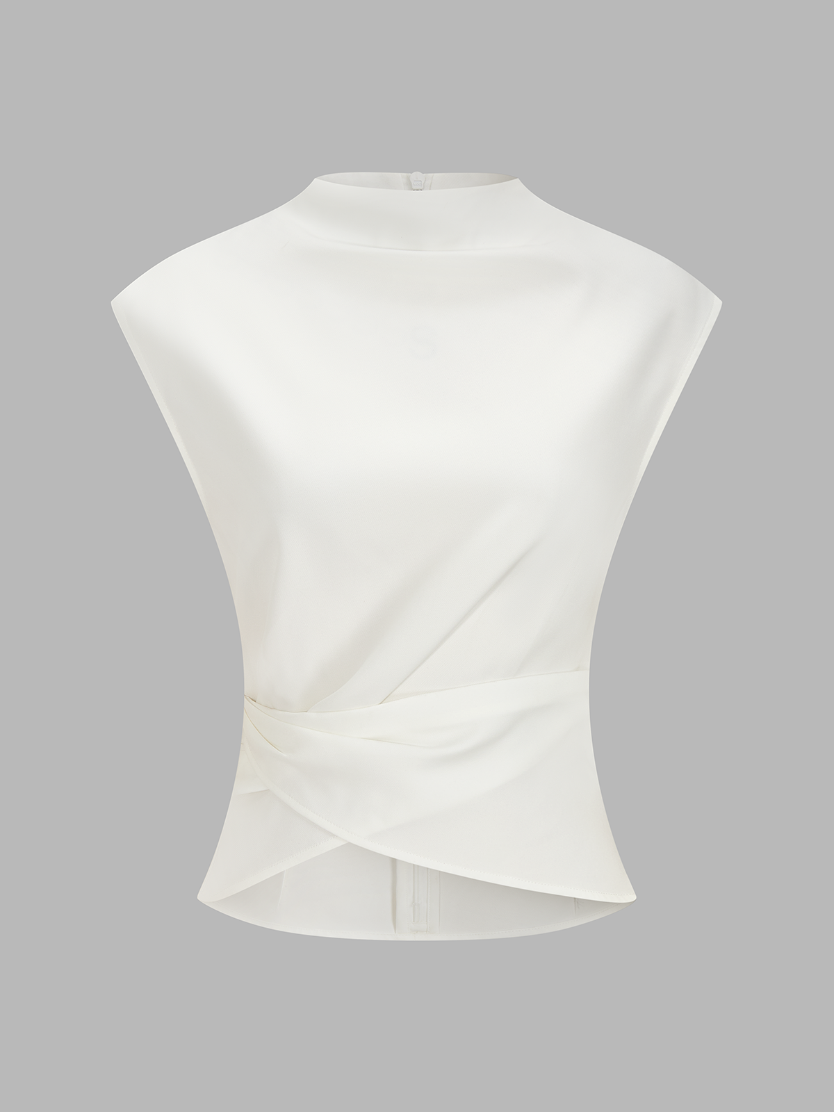 Mock Neck Sleeveless Asymmetrical Hem Blouse for Women Casual Wear