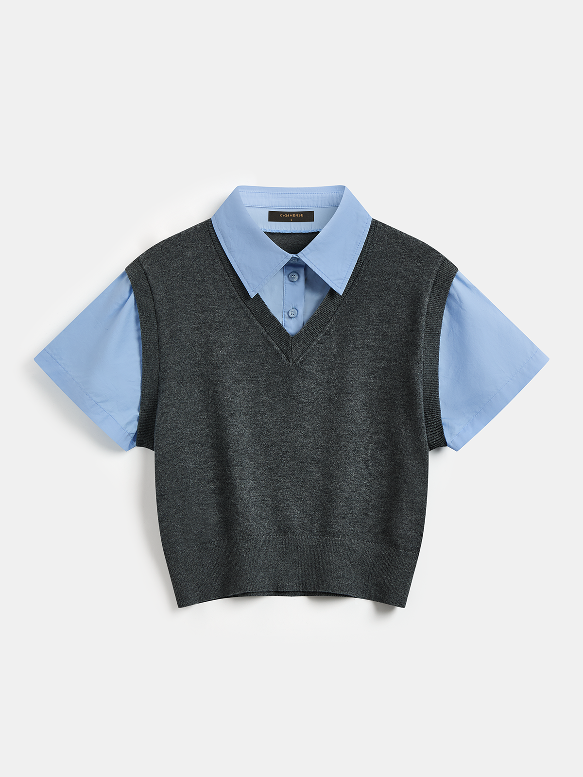 2-in-1 Wool Blend Patchwork Knit Top for Women Fall Winter