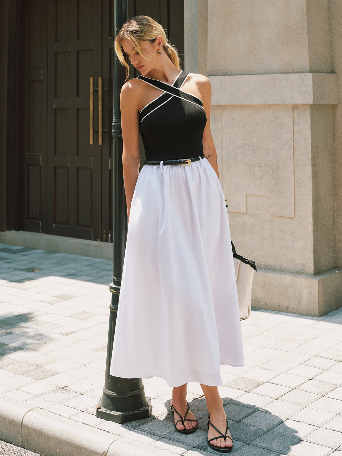 Crisscross Neckline Backless Maxi Dress Elegant Evening Wear Gown