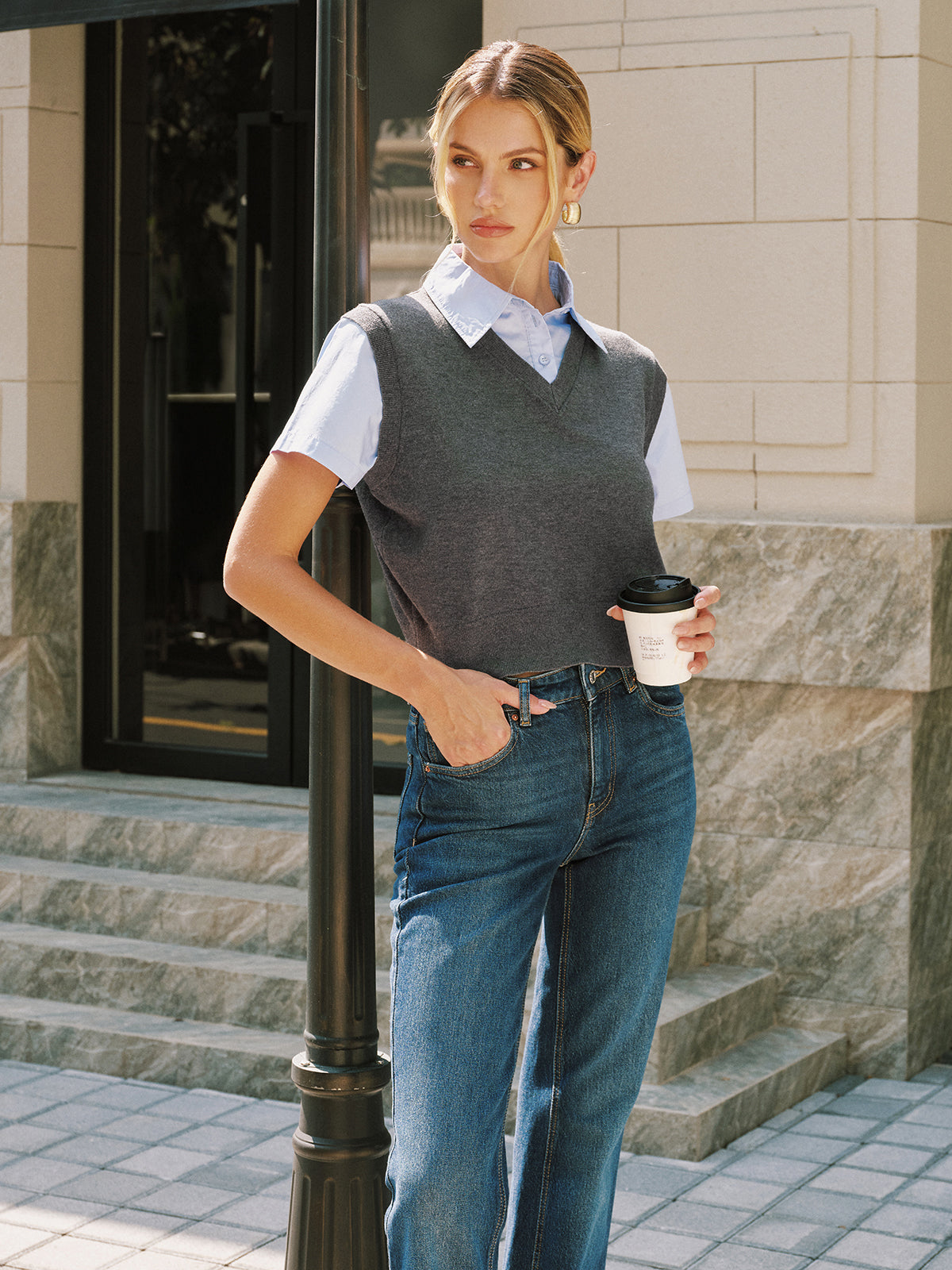 2-in-1 Wool Blend Patchwork Knit Top for Women Fall Winter