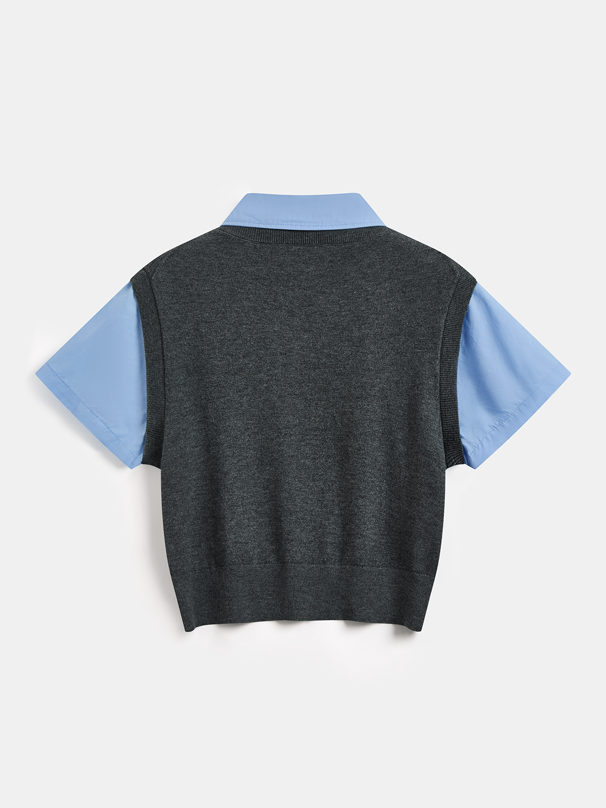 2-in-1 Wool Blend Patchwork Knit Top for Women Fall Winter