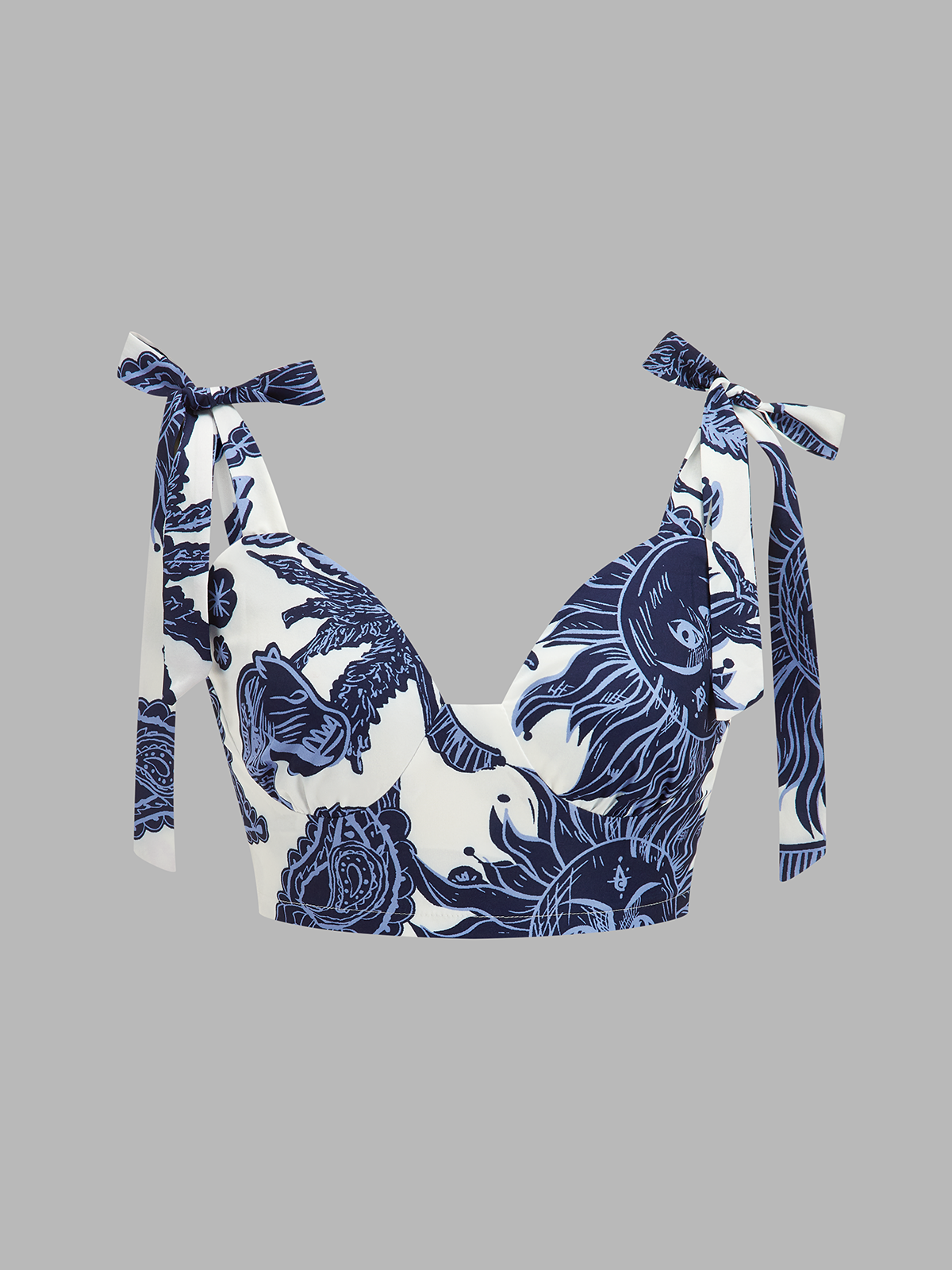 Printed Tie-Shoulder Top & Elastic Waist Pants Set for Women's Casual Wear