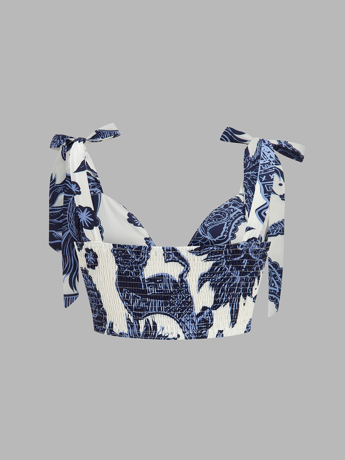 Printed Tie-Shoulder Top & Elastic Waist Pants Set for Women's Casual Wear