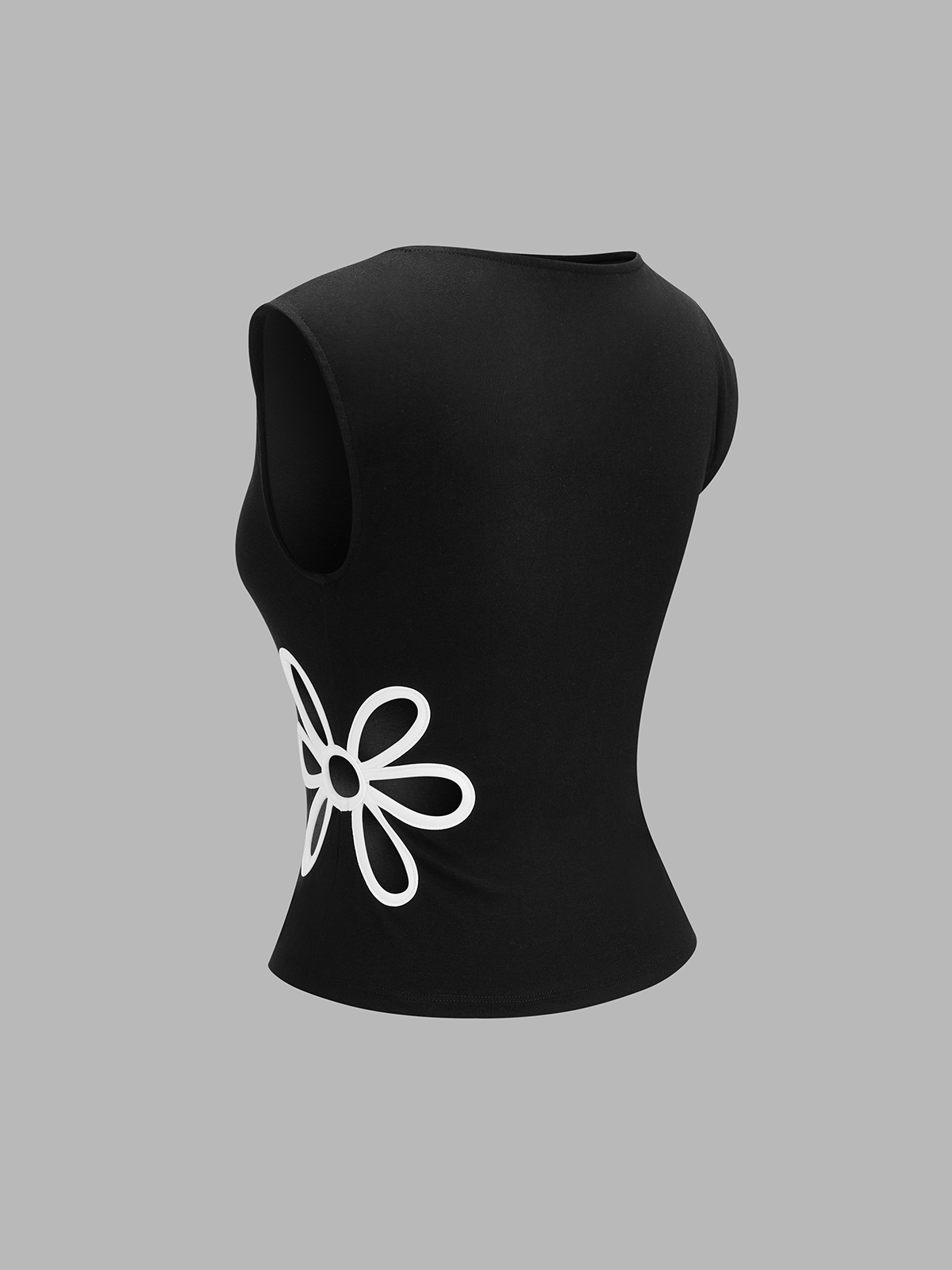 Flower Cutout Sleeveless Fitted Top Women's Summer Fashion