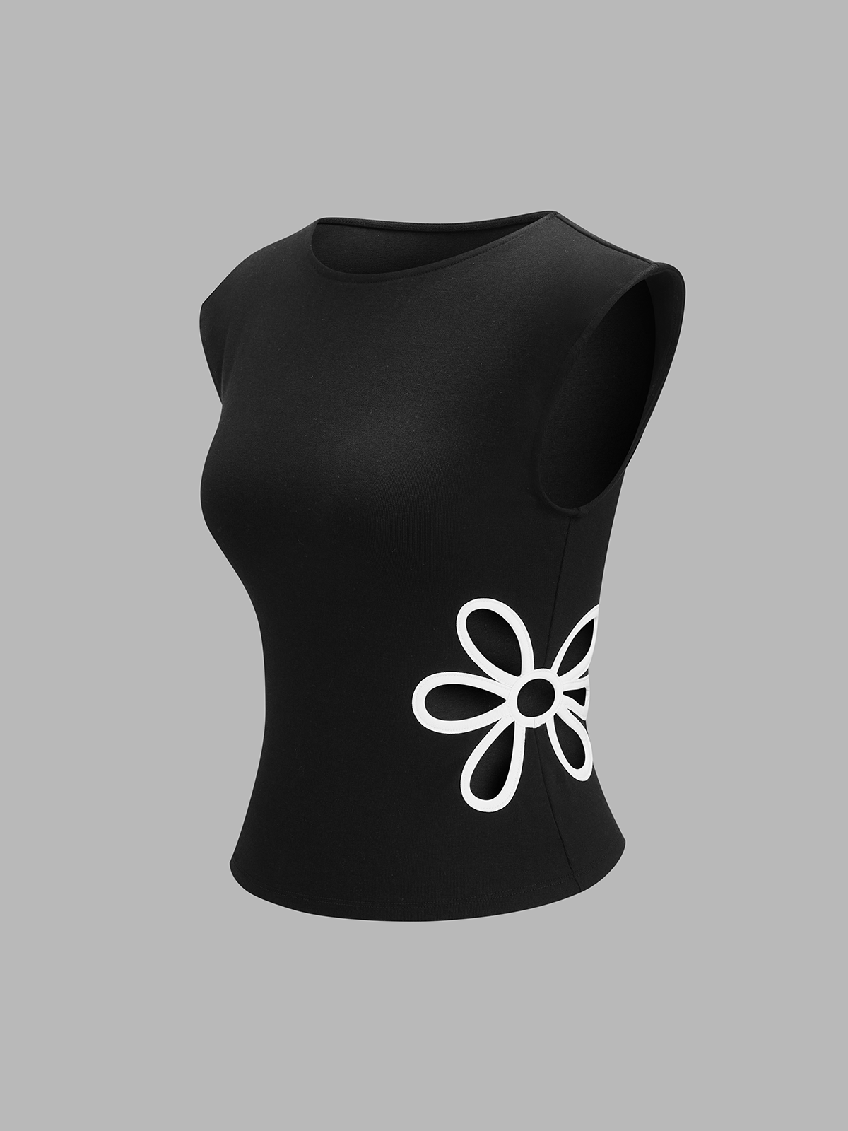 Flower Cutout Sleeveless Fitted Top Women's Summer Fashion