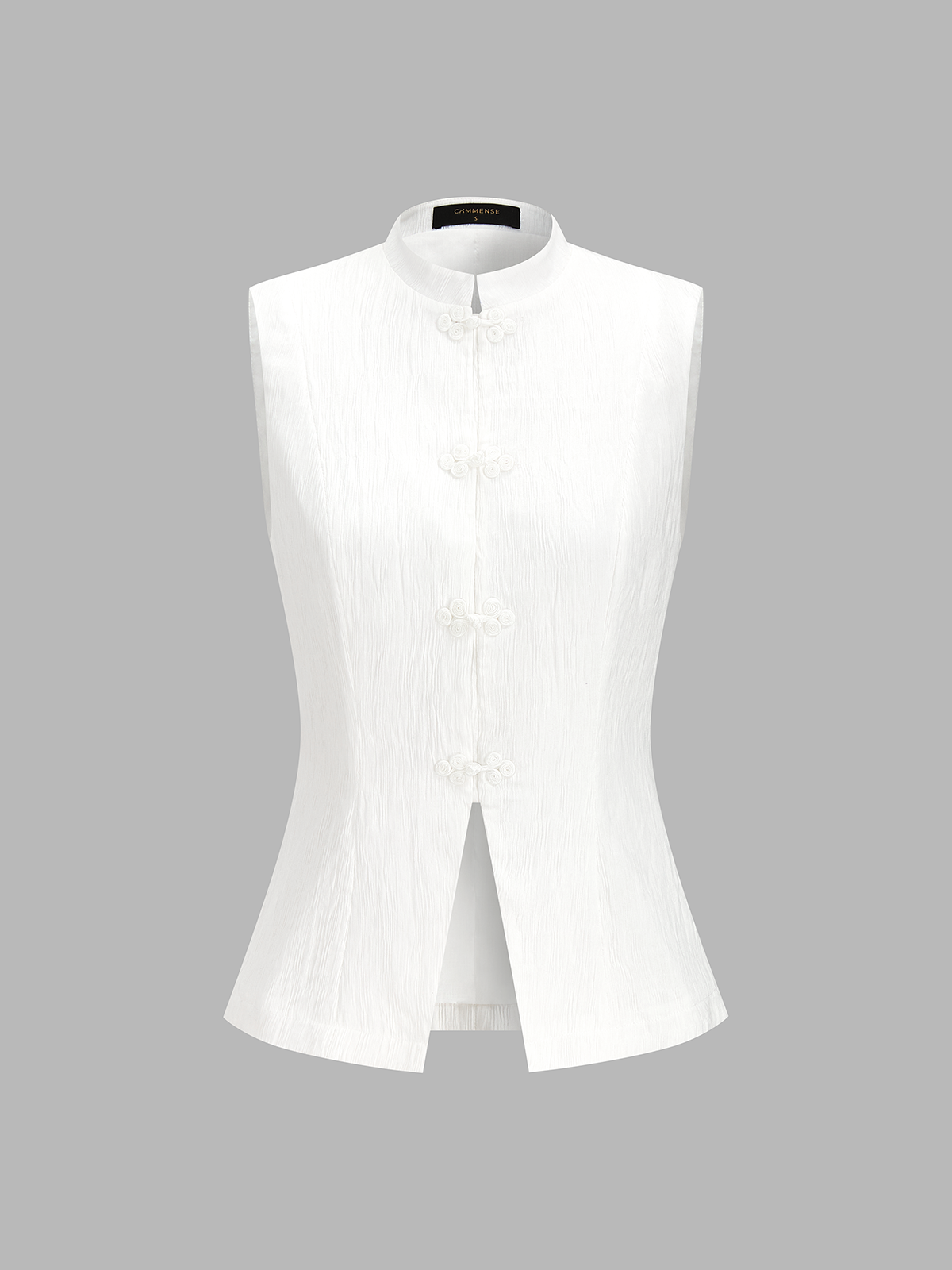 Mandarin Collar Frog Button Sleeveless Blouse in Traditional Style