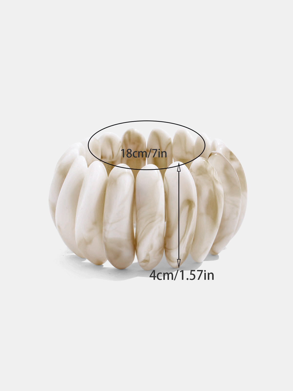 Marble Effect Crescent Beaded Bracelet with Silver Accents Handmade Jewelry