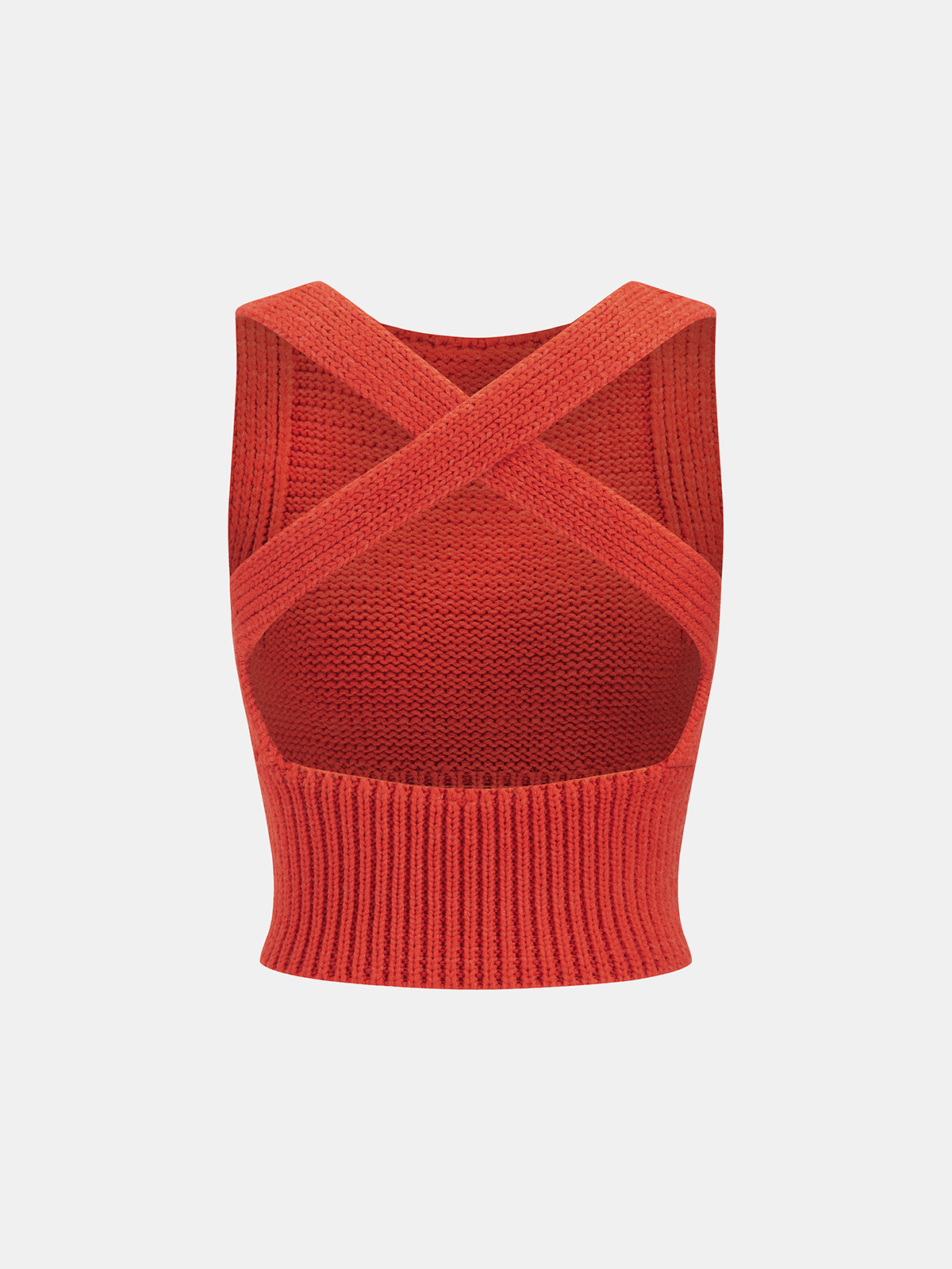 Crisscross Back Cropped Knitted Tank Top for Women Summer Casual