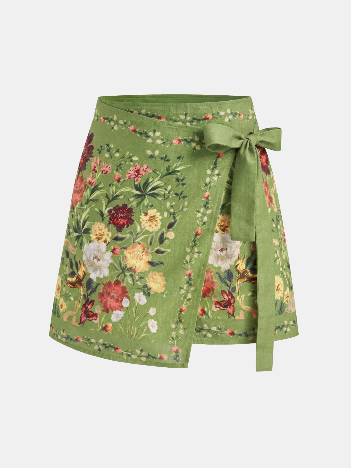 Floral Print Tie Wrap Mini Skirt Women's Trendy Spring Outfit