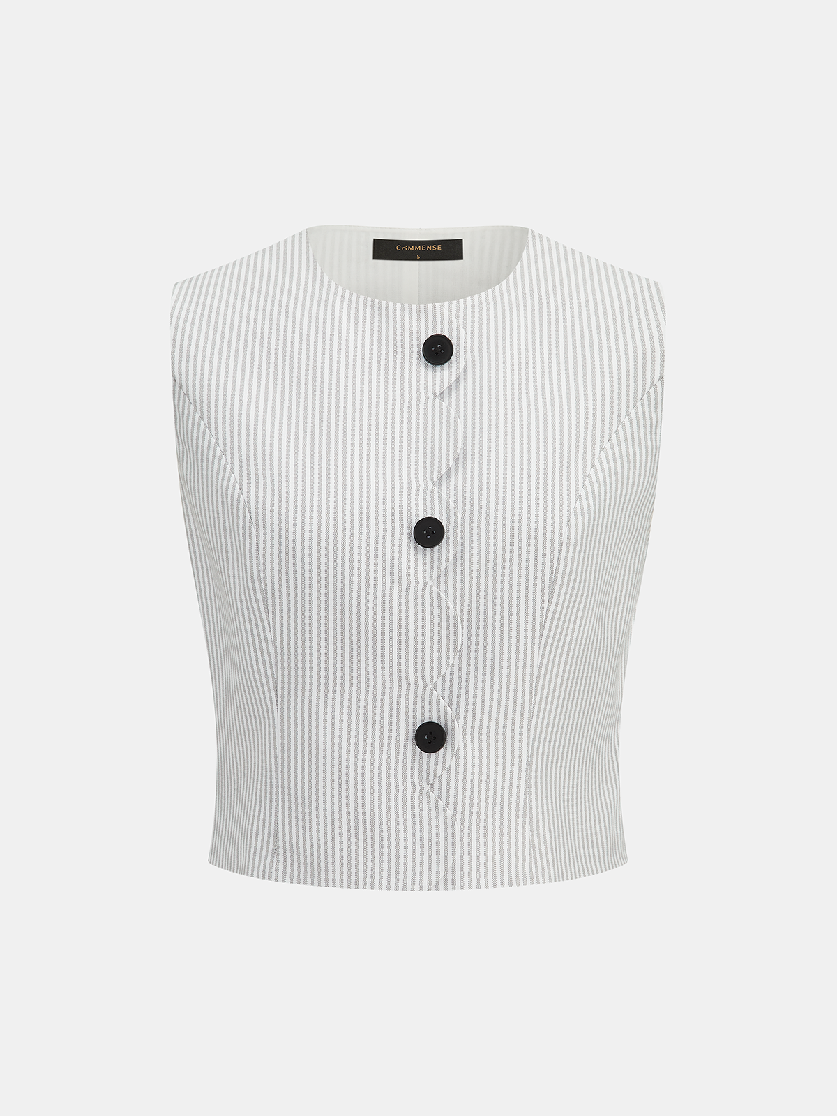 Scallop Edge Pinstripe Vest & Pants Set for Women, Tailored Fit