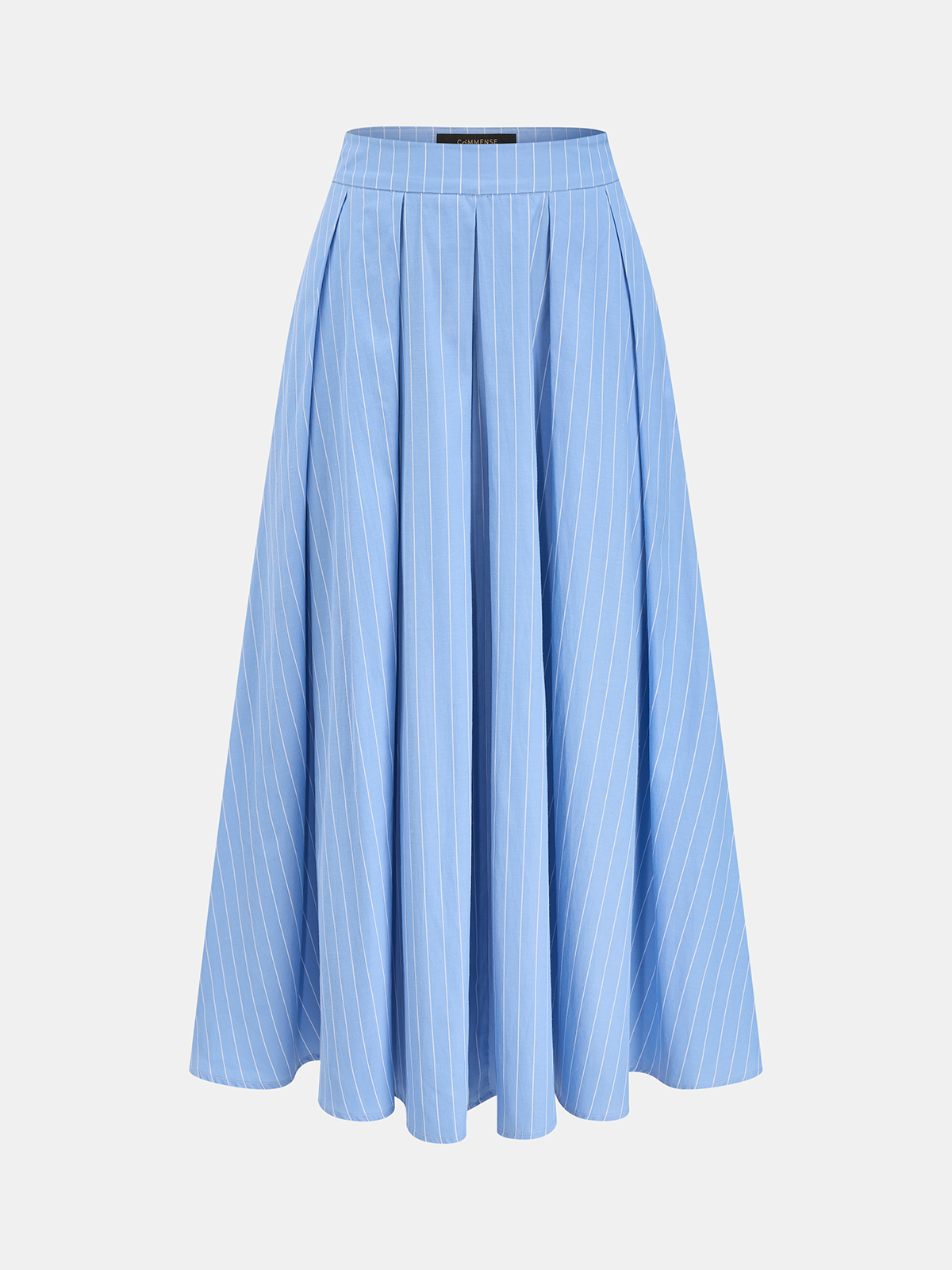 Pinstripe Halter Peplum Top & Pleated Skirt Set for Women's Office Wear