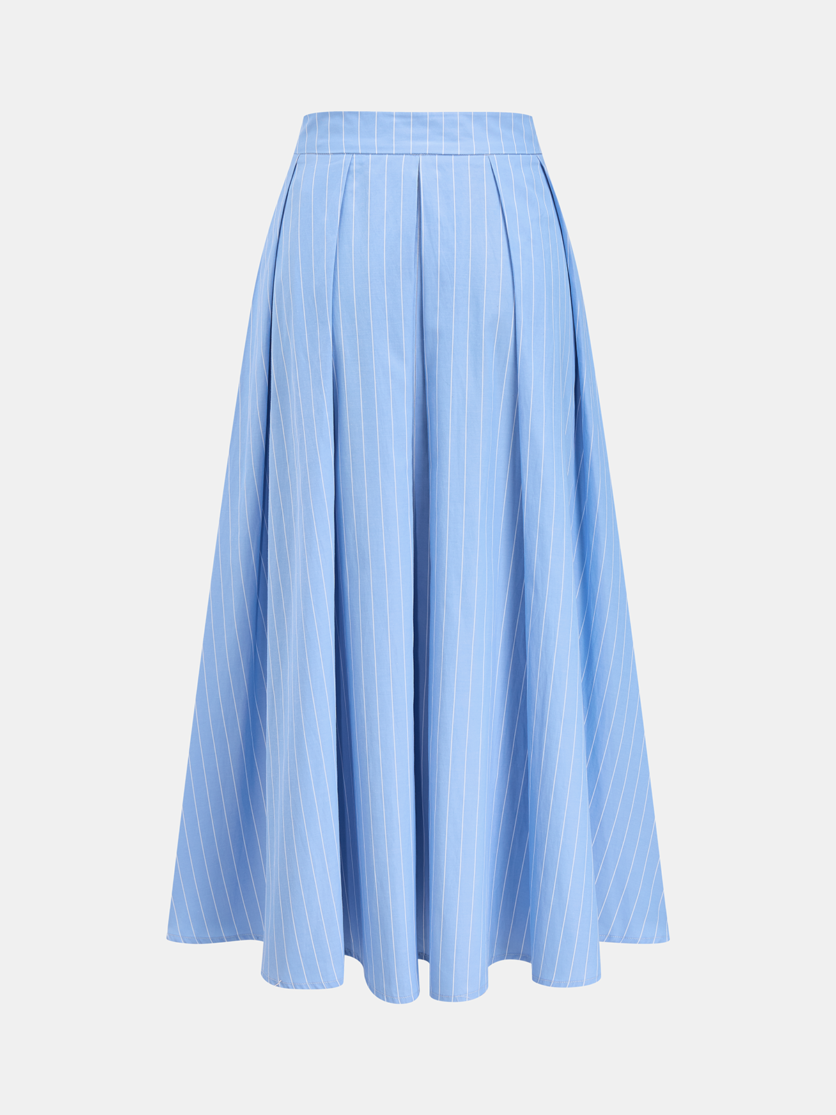 Pinstripe Halter Peplum Top & Pleated Skirt Set for Women's Office Wear
