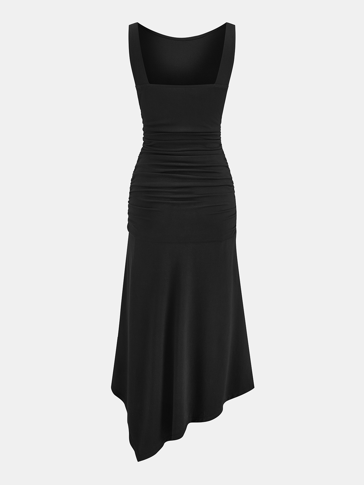 Sleeveless Ruched Asymmetric Maxi Dress for Elegant Evening Events