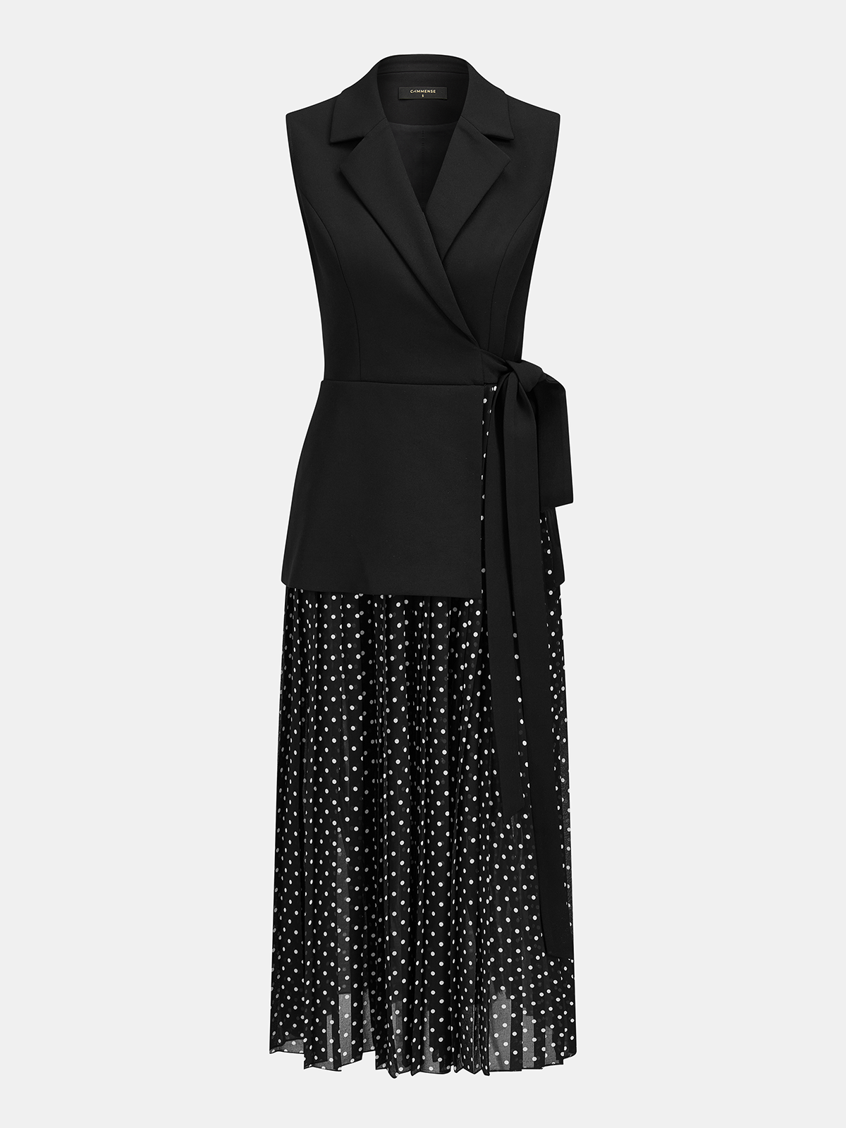 Tie Waist Blazer-Style Polka Dot Maxi Dress for Women Elegant