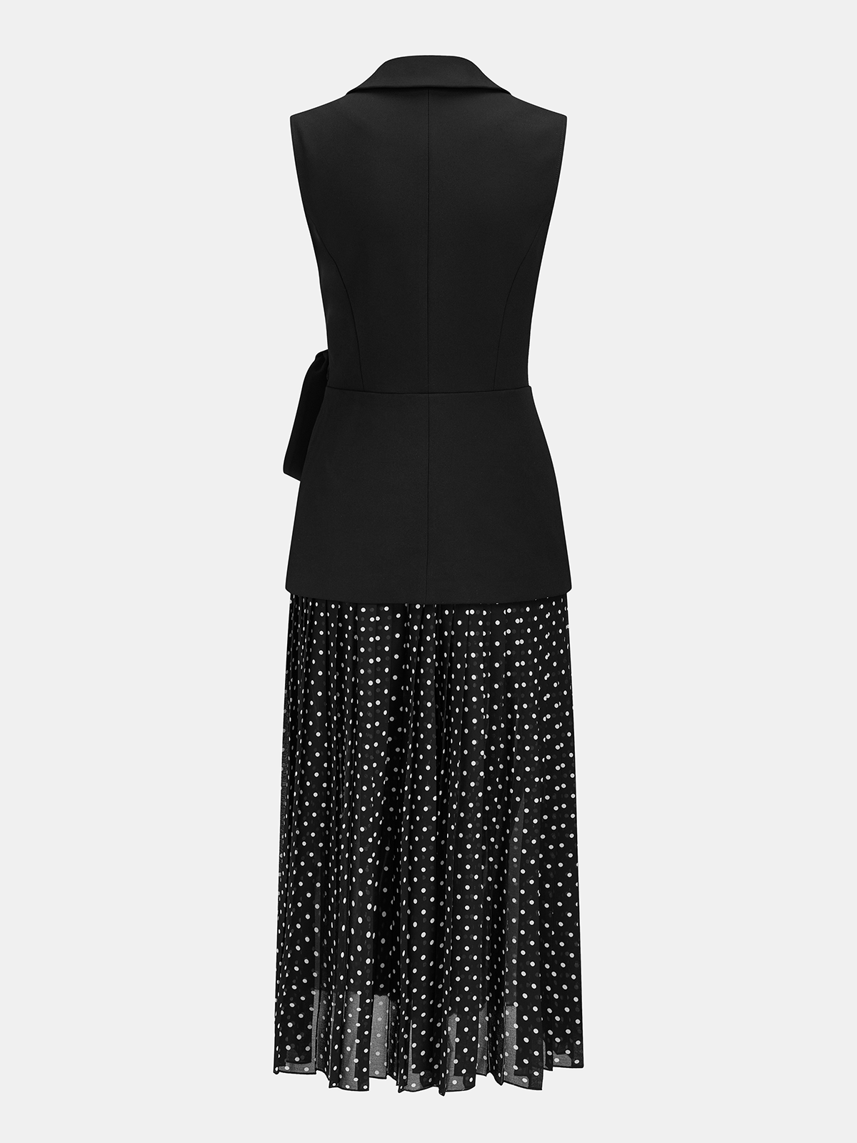 Tie Waist Blazer-Style Polka Dot Maxi Dress for Women Elegant