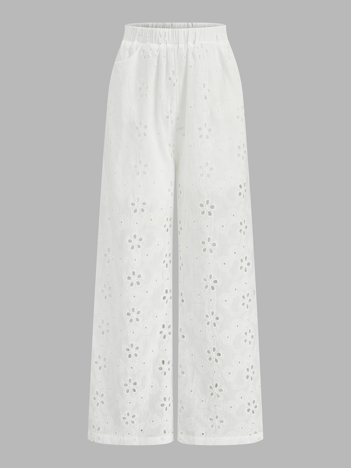 Eyelet Embroidery Two Piece Pants Set for Women, Casual Summer Outfit