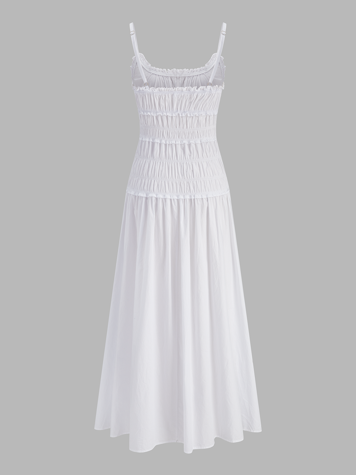 Smocked Cotton Linen Cami Maxi Dress for Summer Beachwear