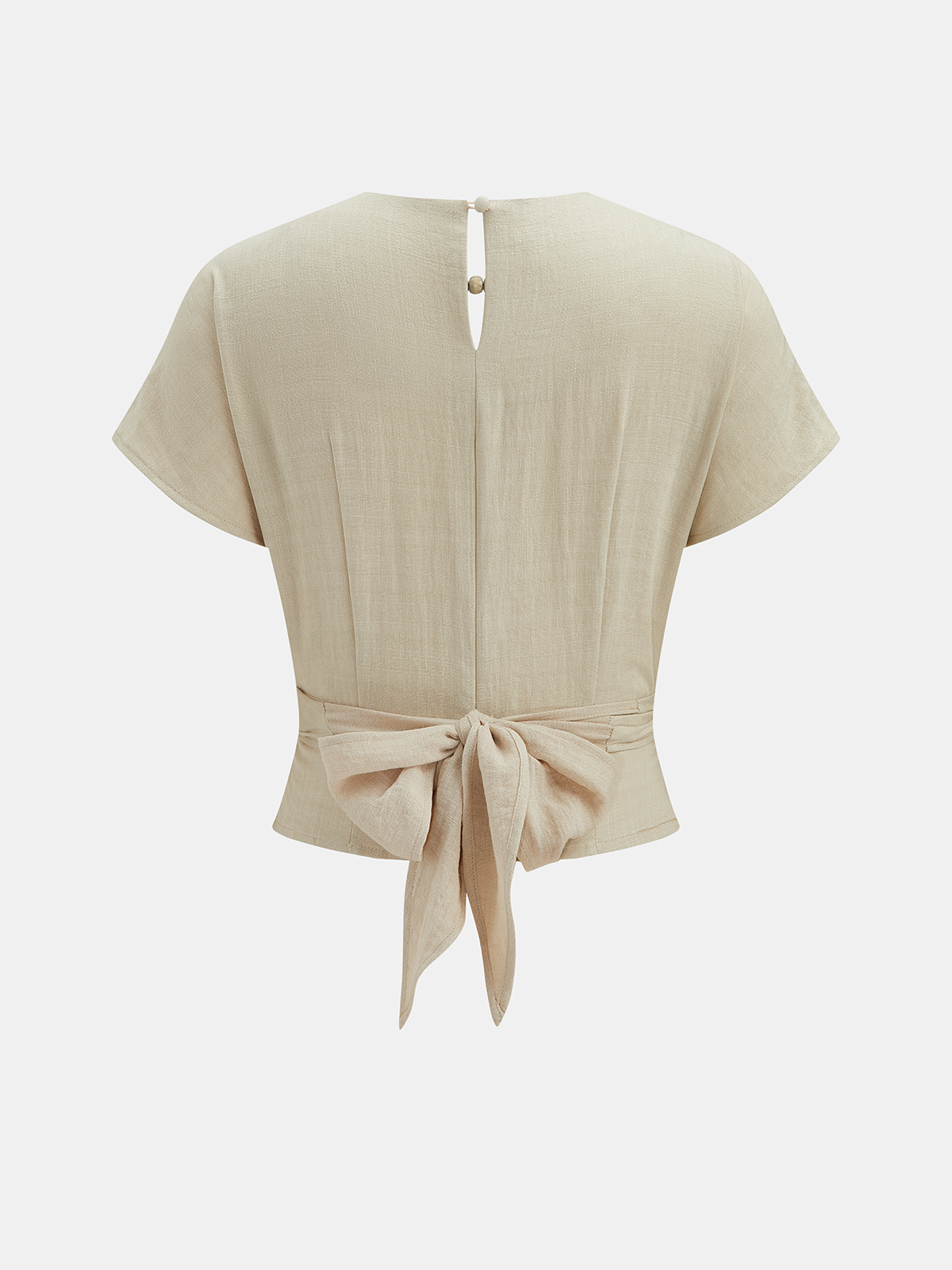 Tie-Back Wrap Crop Short Sleeve Blouse for Women Summer Casual