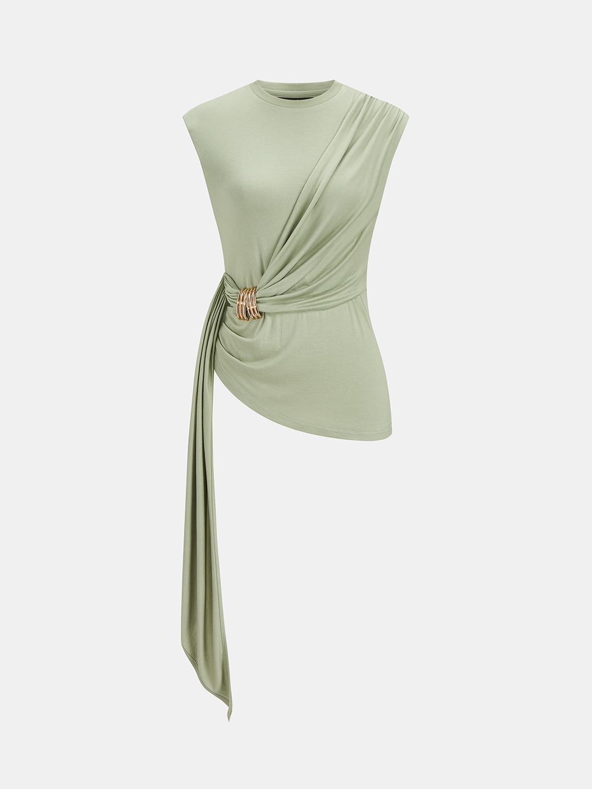 Draped Jersey Top & Wide-Leg Pants Set for Women Comfort Fit