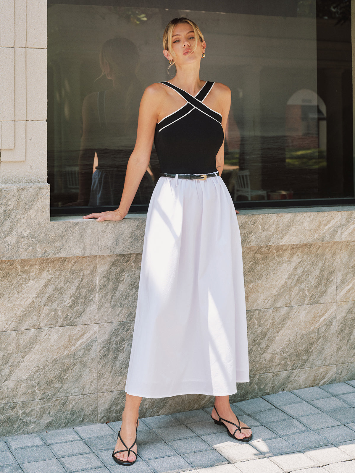 Crisscross Neckline Backless Maxi Dress Elegant Evening Wear Gown