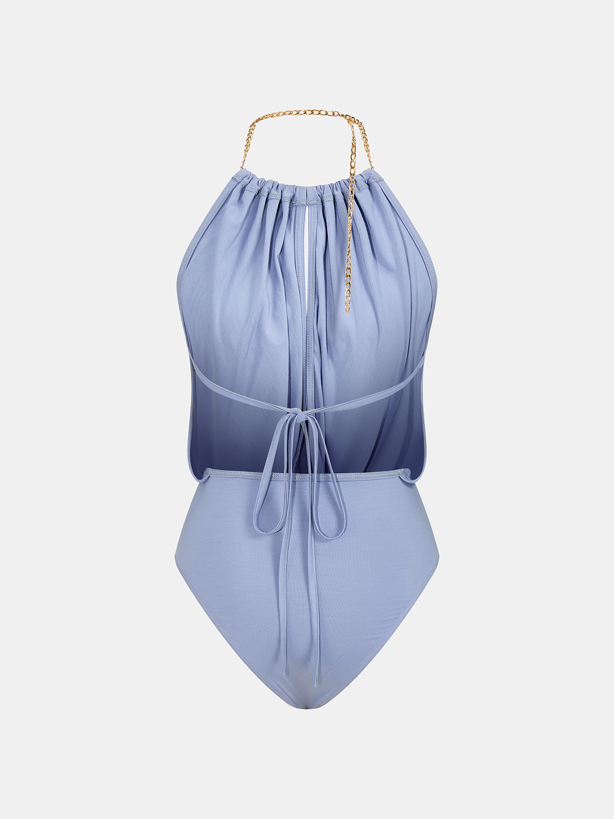Chain Halter Bodysuit & High-Waisted Palazzo Pants Set for Elegant Evenings