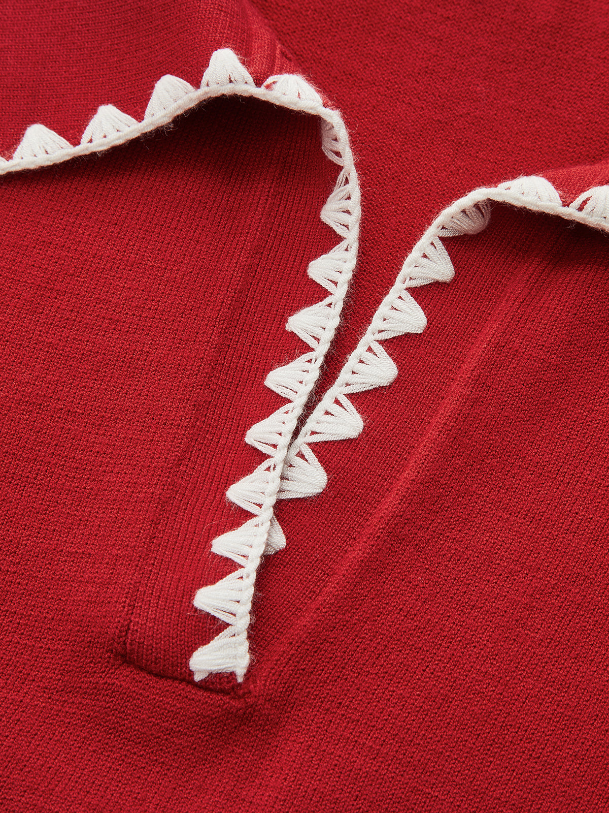 Scallop Trim Collared Short Sleeve Knit Top for Women Comfort Fit