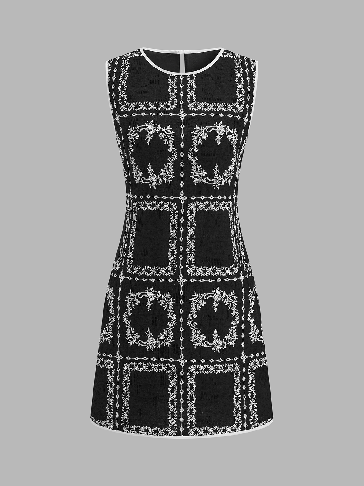 Linen Blend Embroidered Sleeveless Shift Dress for Women Summer Casual
