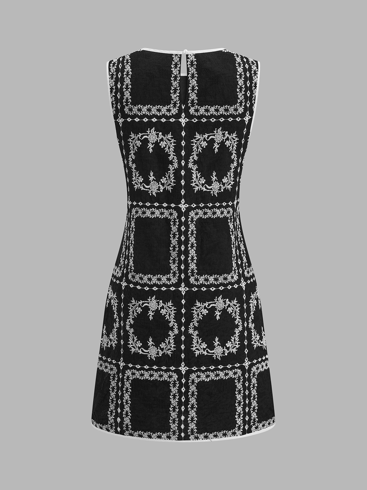 Linen Blend Embroidered Sleeveless Shift Dress for Women Summer Casual