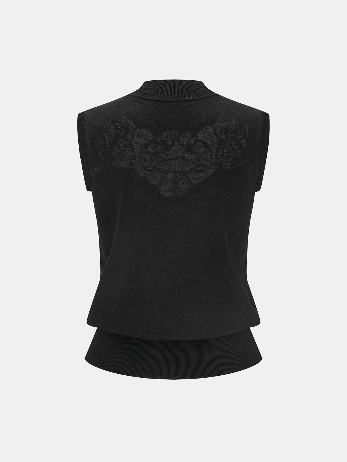 Lace Panel Mock Neck Knit Tank Top for Women Summer Casual