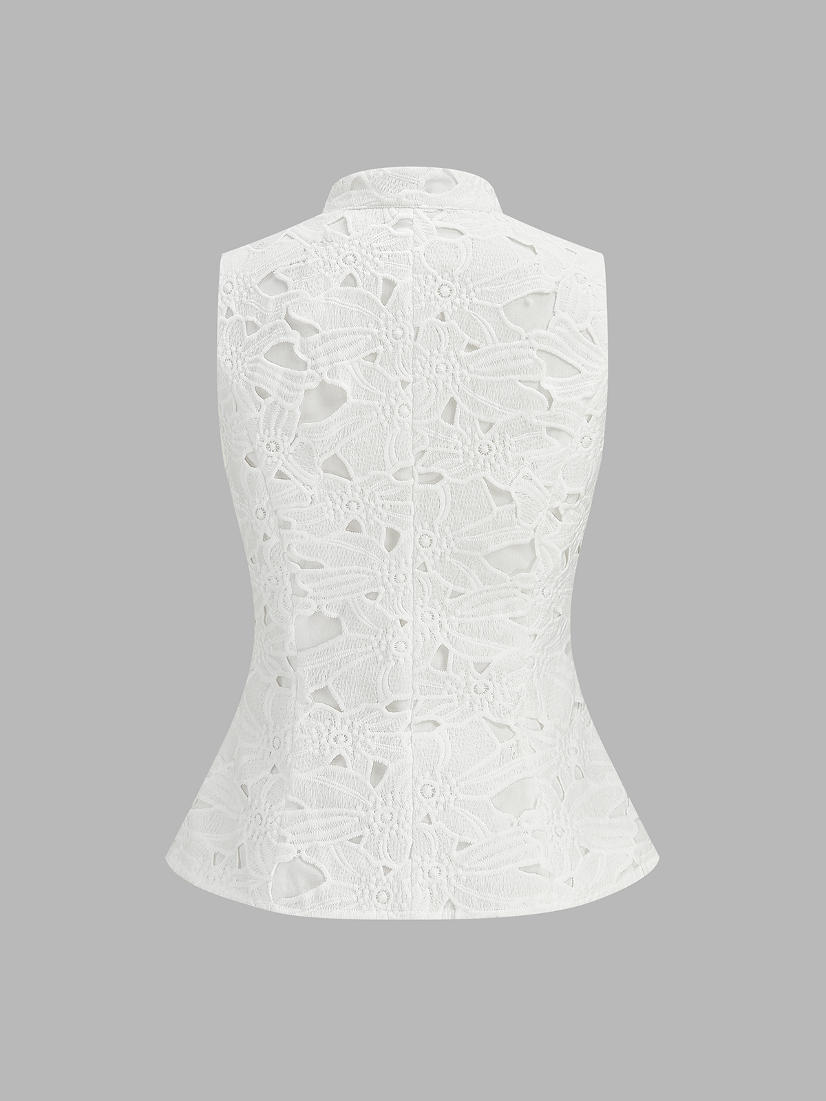 Guipure Lace Mandarin Collar Frog Button Vest Traditional Embroidered Design