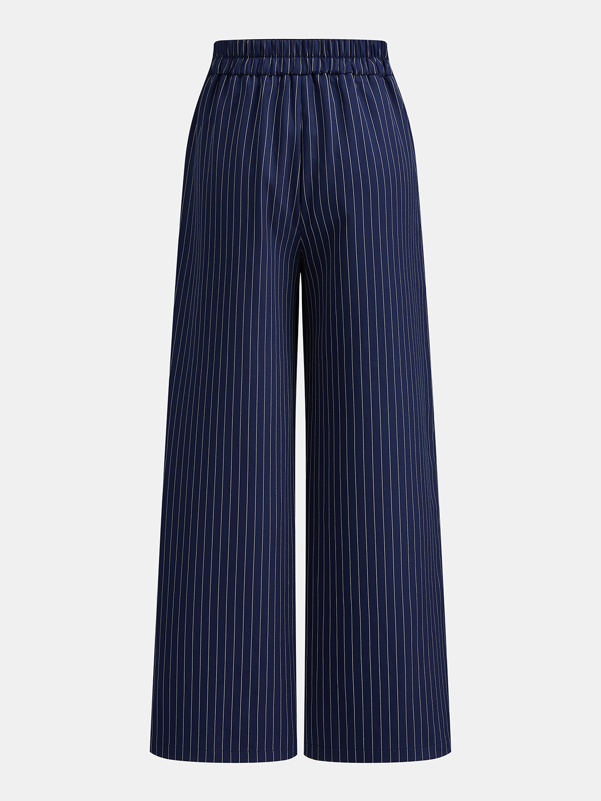 Asymmetric Pinstripe Top & Pleated Pants Set with Matching Belt