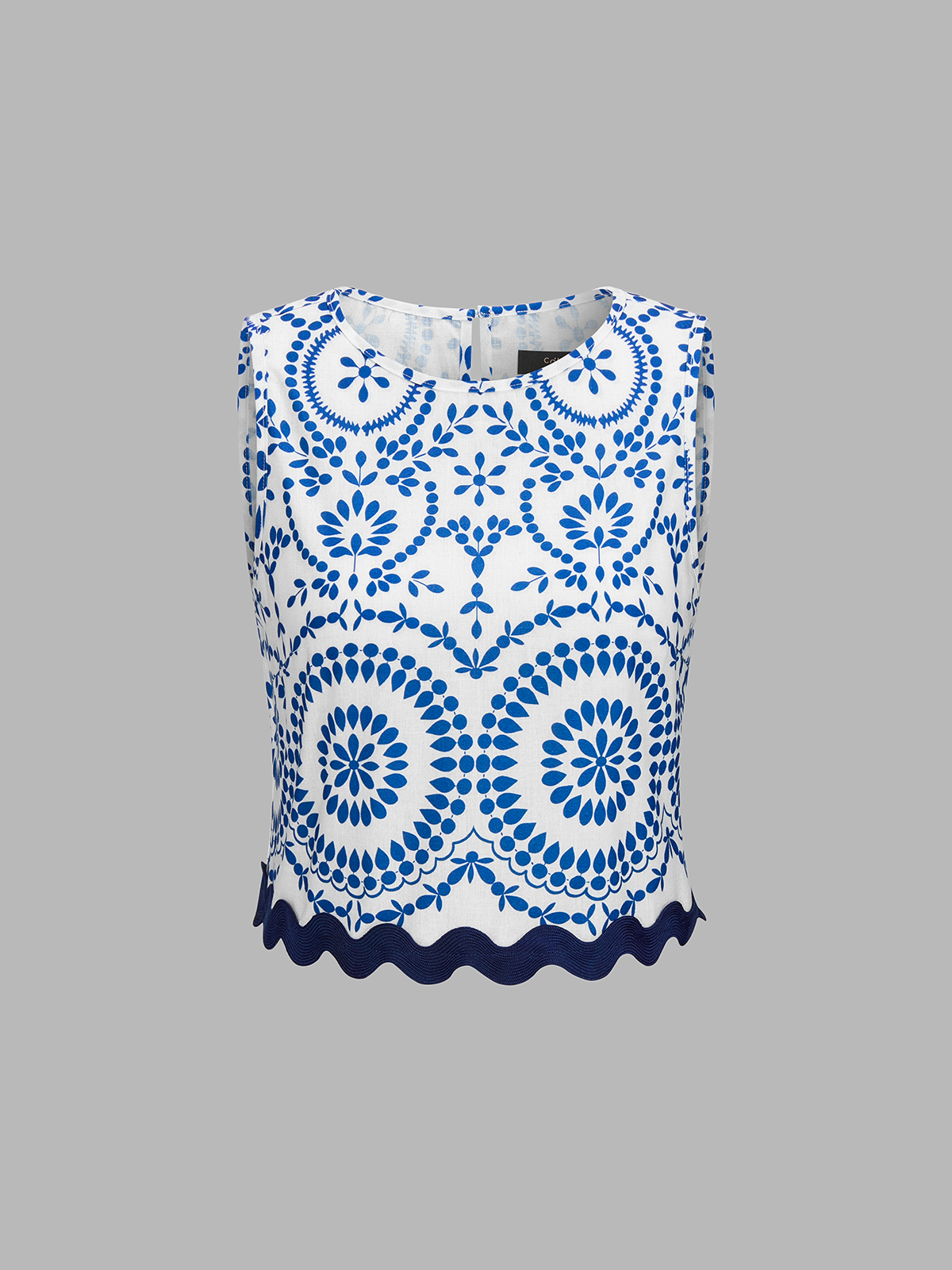 Scalloped Hem Printed Top & Pants Set for Women Spring Fashion