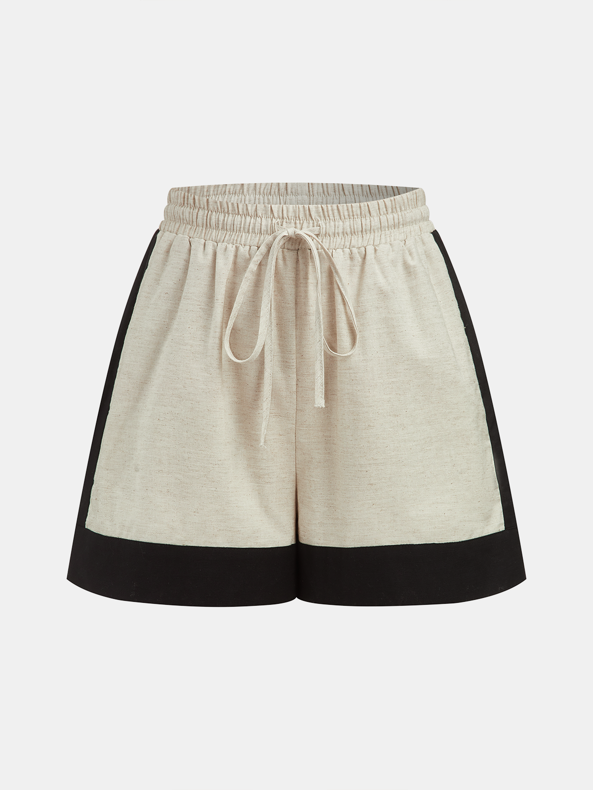 Cotton Linen Contrast Trim Top & Shorts Set for Women Casual Summer Wear