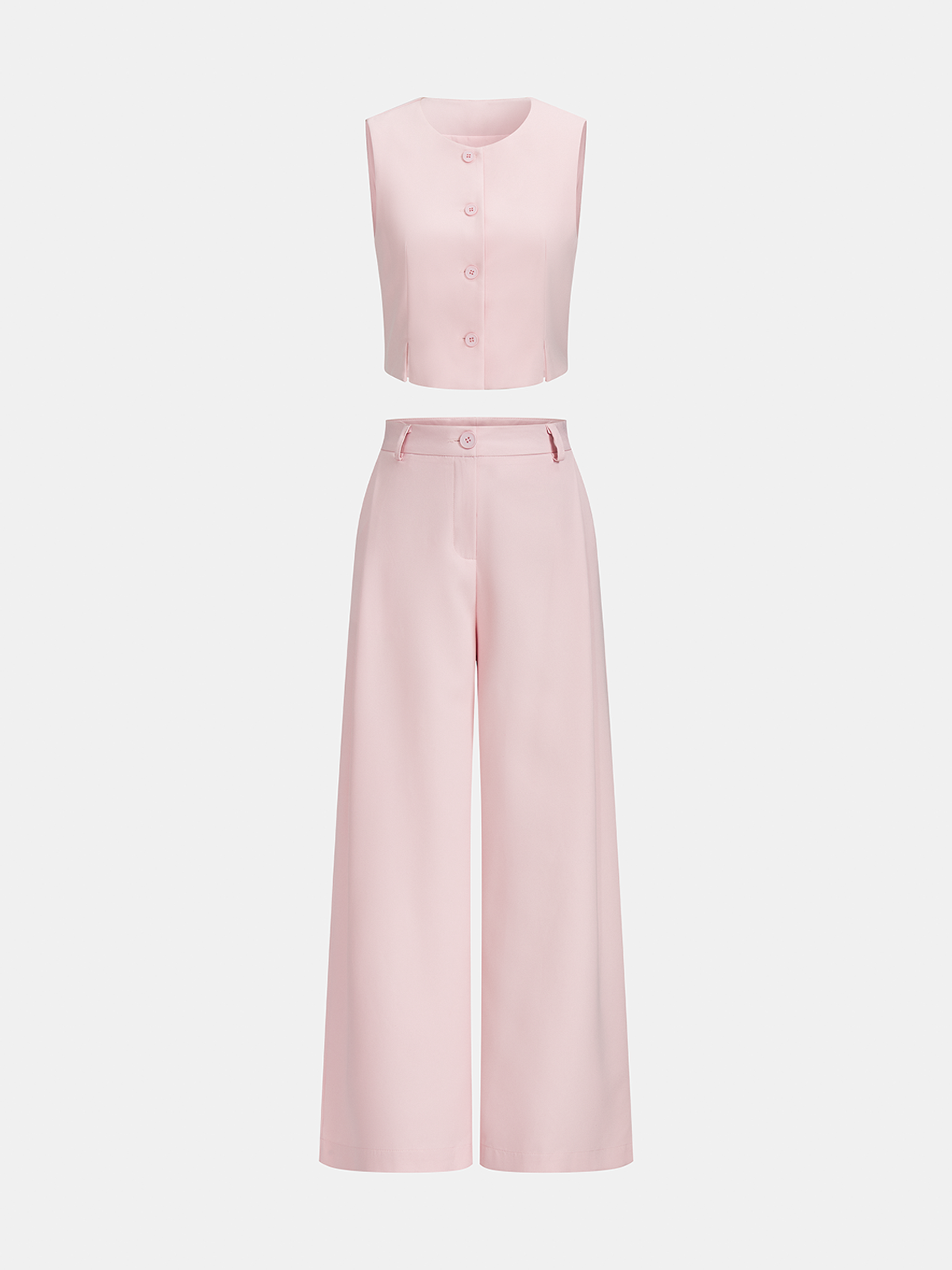 Tailored Crop Vest & Wide-Leg Pants Set for Women Summer Chic
