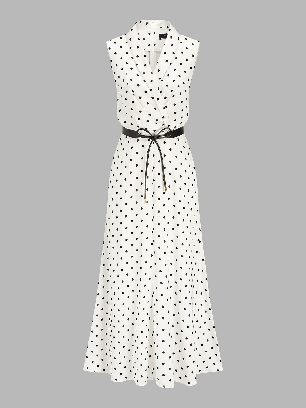 Polka Dot Sleeveless Belted Maxi Dress for Women, Summer Casual Wear