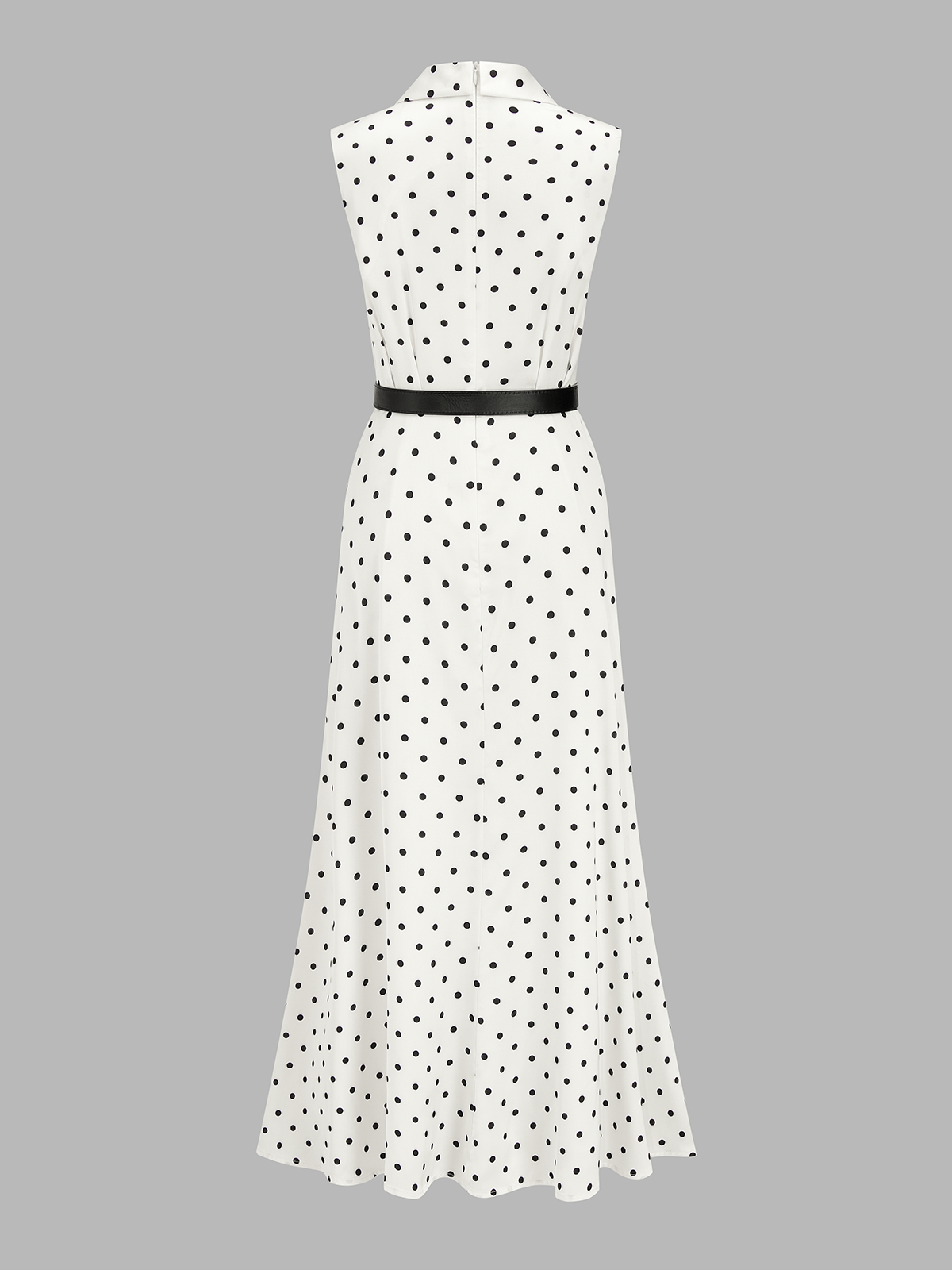 Polka Dot Sleeveless Belted Maxi Dress for Women, Summer Casual Wear