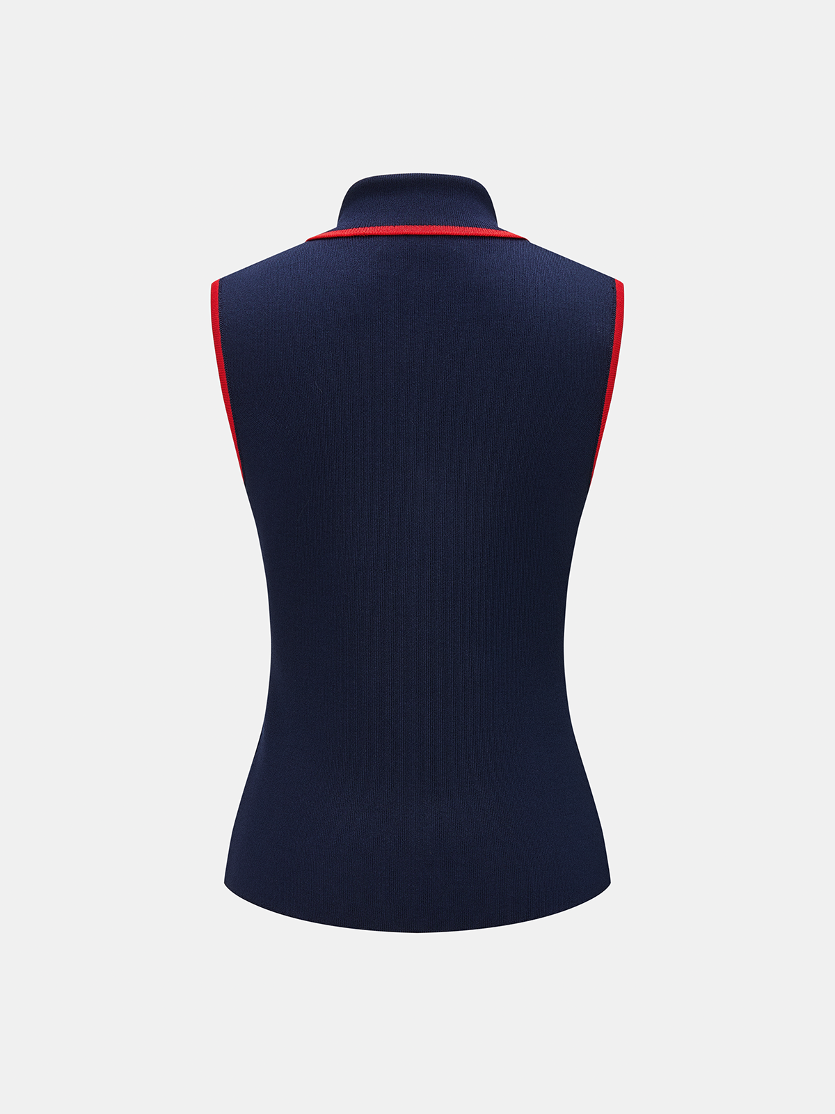 Buckle Detail Contrast Trim Knit Vest with Adjustable Strap Closure
